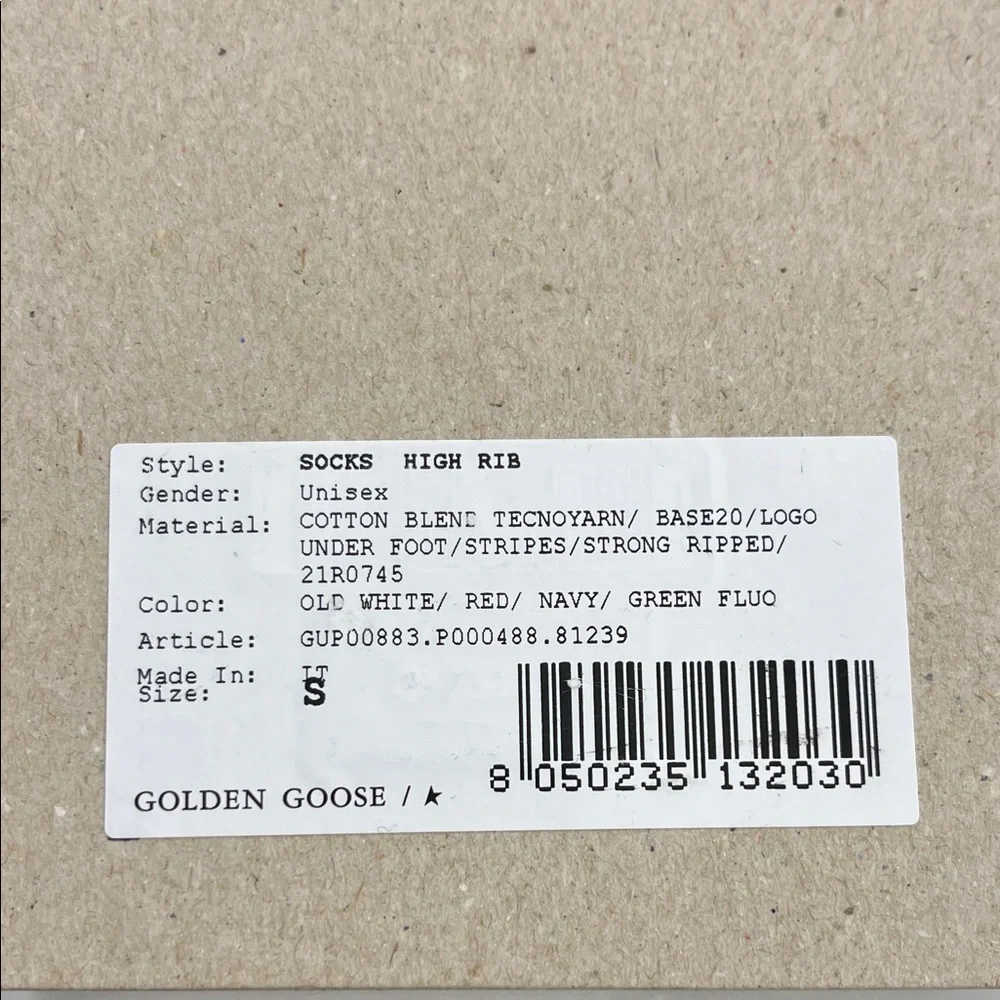 Golden Goose Cream Socks with Red and Blue Stripes - Picture 4 of 5